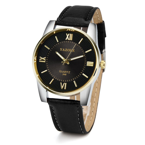 YAZOLE Men Watches 2019 Luxury Brand Stainless steel Leather Band Analog Quartz Wrist Watch Man relogio masculino orologio uomo