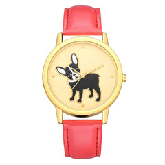 Women's Watches Casual  Ladies Quartz Wristwatch Golden Border Puppy Pattern Dial Leather Strap Clock Dress Gift Reloj Mujer@50