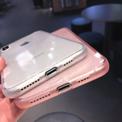 Glitter Powder Shockproof Transparent Silicone Phone Case For iPhone X XS XR XS Max 8 7 6 6S Plus Clear protection Back Cover