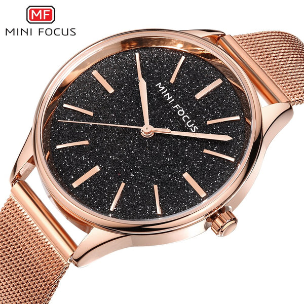 MINIFOCUS Rose Gold Watch Ladies 2019 Fashion Luxury Brand Women Watches Waterproof Female Wristwatch Quartz Hand Watch Woman