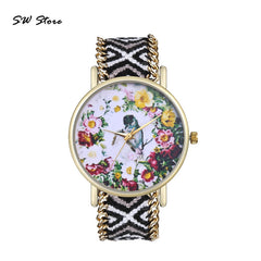 Trendy Bird Language Floral Dial Bright And Interesting Women's Watches High Quality Clock Best Sellers Wristwatch Kadin Saat@50
