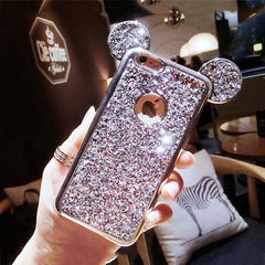 Case For iPhone 11 11Pro Max XR XS Max 6 6s 7 8 Plus 5s SE Glitter Sequins Mouse Ear Cover For Samsung Galaxy S7 S6 S8 edge Plus