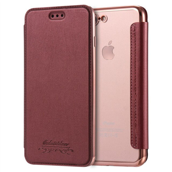Wallet Flip Book PU Leather Phone Case For iPhone X XR XS Max 5 5S SE 6 6S 7 8 Plus Transparent Clear Back Cover Shell