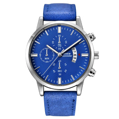 Men's Wristwatch Sport Stainless Steel Case Leather Band Quartz Analog Watch Man relojes hombre 2019 erkek kol saati