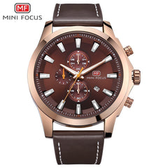 MINI FOCUS Fashion Chronograph Men Watch Sport Waterproof Men's Watches Quartz Watches Man Clock Wristwatch Luxury Brand Leather