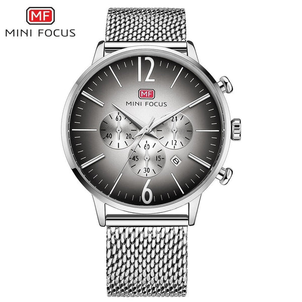MINI FOCUS Thin Chronograph Men Watches Top Brand Luxury Fashion Sports Watch Men Stainless Steel Mesh Strap Quartz Male Clock