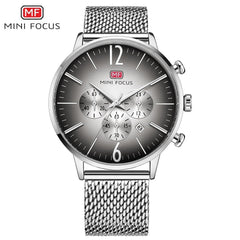 MINI FOCUS Thin Chronograph Men Watches Top Brand Luxury Fashion Sports Watch Men Stainless Steel Mesh Strap Quartz Male Clock