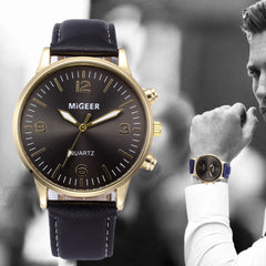 DISU Men Watch Business Leather Strap Sports Simulated Quartz watch man vintage men wristwatch clock mens wrist watches