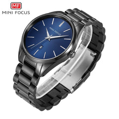 MINI FOCUS Luxury Brand Men Watches Stainless Steel Watch Men Waterproof Wristwatch Mens Quartz Fashion Black Blue Date Relogio