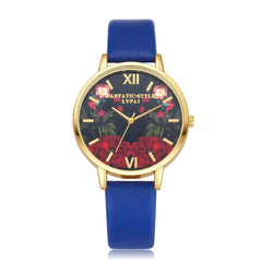Women Watches  Delicate Plant Pattern Scale Disc Ladies Quartz Wristwatch Simple Leather Strap Clock Dress Gift Reloj Mujer@50