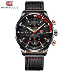 MINI FOCUS Watches Mens Luxury Brand Sport Watch Men Fashion Leather Wrist Watches Black Blue Coffee Male Clock For Gentleman