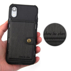 Leather Wallet Case For iPhone XS Max 6 6s 7 8 Plus Plain Business Cases For Samsung Note 8 S8 S9 Plus With Card Pocket Cover