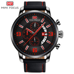 MINI FOCUS Sports Watch For Men Luxury Casual Chronograph Watches Quartz Men's Watch Genuine Leather Top Brand Luxury Military