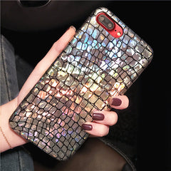 Fashion Snake Scales Glitter Sequins Case For iphone 7 6 6s Plus Cover Slim Soft PU Leather Phone Cases Laser Shinning Shell New