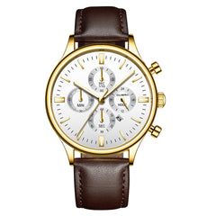 Men's Watch Fashion Sport Stainless Steel Case Leather Band Quartz Analog Wrist Watch Man Reloj Hombre 2019 relogios masculinos