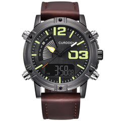 Mens Wristwatch Sports LED Military Leather Analog Quartz Gift Watch Mens Reloj Hombre 2019 Men Wristwatch Clock