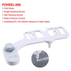 FOHEEL Non-Electric Toilet Seat Bidet Hot Cold Water Bathroom Muslim Shattaf Washing Bidet Sprayer Self-Cleaning Nozzle