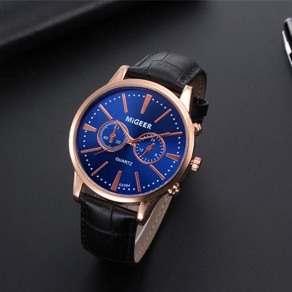 DISU Men Wrist Watch Retro Design Leather Band Analog Alloy Quartz Wristwatch Mens watches mens 2019 relogio masculino