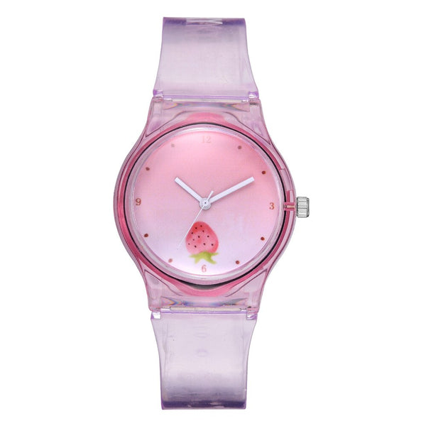Fresh Simple Fruit Pattern Watch Silicone Transparent Unique Strap Montre Femme Acier Inoxydable Zegarek Damski Clock @50