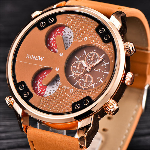 Man Wrist Watch Luxury Automatic Mechanical Date Day Leather Watch Mens Reloj Hombre 2019 big dial watches for men