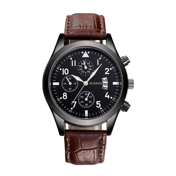 DISU Men Wrist Watch Luxury Stainless Steel Quartz Military Sport Leather Band Dial watch man watches mens 2019 men wristwatch