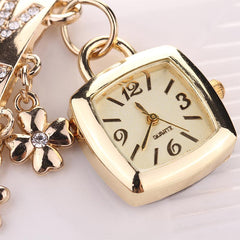 Women Watches Featured Alloy Rhinestone Love  Quartz Wristwatch Bracelet Watch Luxury Gold  Clock Ladies Zegarki Damskie@50