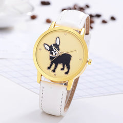 Women's Watches Casual  Ladies Quartz Wristwatch Golden Border Puppy Pattern Dial Leather Strap Clock Dress Gift Reloj Mujer@50