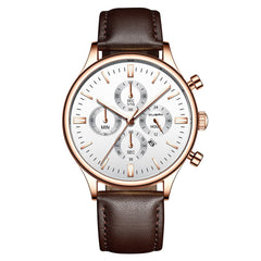 Men's Watch Fashion Sport Stainless Steel Case Leather Band Quartz Analog Wrist Watch Man Reloj Hombre 2019 relogios masculinos