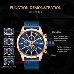 MINI FOCUS Sports Watches Mens 2019 Wristwatch Quartz Watches Men Luxury Brand Waterproof Leather Watch Strap Fashion Male Clock