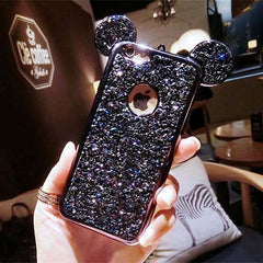 Case For iPhone 11 11Pro Max XR XS Max 6 6s 7 8 Plus 5s SE Glitter Sequins Mouse Ear Cover For Samsung Galaxy S7 S6 S8 edge Plus