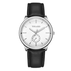 YOLAKO Men's Watch Luxurious Business Leather Belt Simple Mirror Quartz Watch Man Watches Mens 2019 relogio masculino