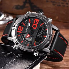 Mens Wristwatch Sports LED Military Leather Analog Quartz Gift Watch Mens Reloj Hombre 2019 Men Wristwatch Clock