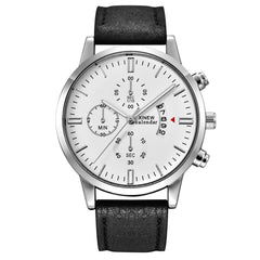 Men's Wristwatch Sport Stainless Steel Case Leather Band Quartz Analog Watch Man relojes hombre 2019 erkek kol saati