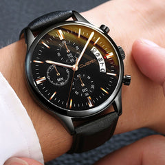 Men's Watch Stainless Steel Sport Analog Leather Band Analog Quartz Wristwatch Mens Relojes Hombre 2019 erkek kol saati