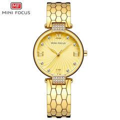 MINIFOCUS Snake Skin Texture Stainless Steel Watch Bands Fashion Designer Brand Luxury Women Watches Quartz Gold Women's Watch