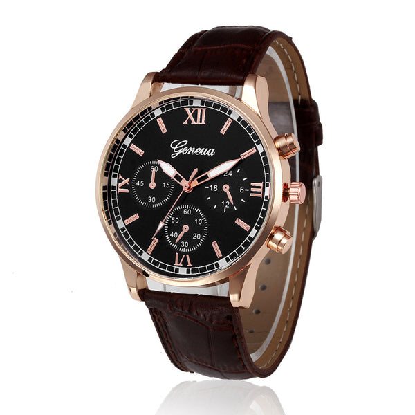 Man Wrist Watch Retro Design Leather Band Analog Alloy Quartz Wristwatch Mens relojes para hombre saat erkekler heren horloge