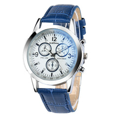 Men Wristwatch Clock Luxury Fashion Faux Leather Blue Ray Glass Quartz Analog Watch Man Montre Homme 2019 relogio masculino