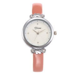 Minimalism Women's Watches Good Dial  Business Ladies Quartz Wristwatch With Rhinestone Solid Color Leather Strap Clock DISU@50