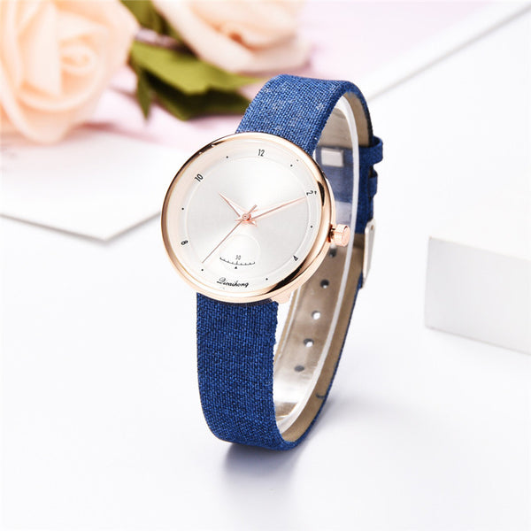 Beat Selling  Women's Watches Fashion  Golden Border Dial Ladies Quartz Wristwatch  Leather  Strap Clock Simple Reloj Mujer @50