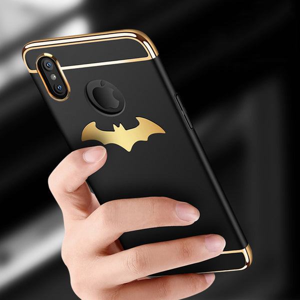 Cool 3D Bat Wing Phone Cases For iPhone X 8 7 6 6S Plus Cover Plating 3 in 1 Shockproof Armor Case Matte Hard PC Shell