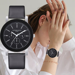 Featured Women Watches Black Scale Disc Business Ladies Quartz Wristwatch Leather Strap Simple Clock Fashion Relojes Mujer@50