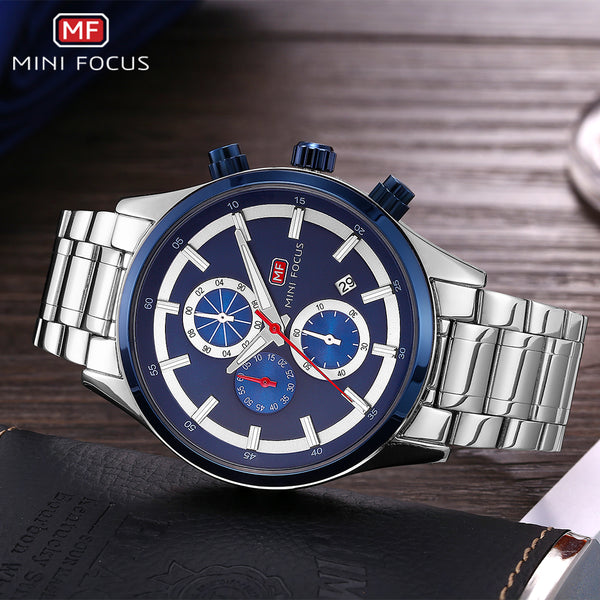 MINI FOCUS Luxury Brand Men Watches Stainless Steel Sports Watch Men Waterproof Analog Quartz Wristwatch Mens Relogio Masculino