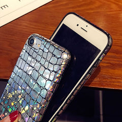 Fashion Snake Scales Glitter Sequins Case For iphone 7 6 6s Plus Cover Slim Soft PU Leather Phone Cases Laser Shinning Shell New