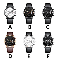 DISU Men Wrist Watch Quartz Sport Military Stainless Steel Dial Leather Band watches man male watch metal relogios masculino