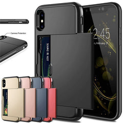 For iphone XS Max Hybrid Armor Slide Card Holder Back Cover For iphone 5 5s SE 6 6S 7 8 Plus X XS XR Shockproof Wallet Case
