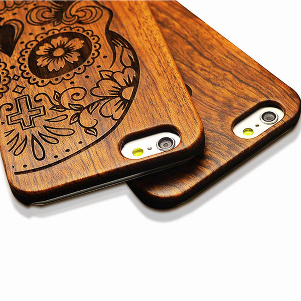 Retro Nature Embossed Wood Phone Cases For iPhone 5 5s SE 6 6s 7 8 Plus Funda Novel Carving Wooden Case PC Cover Hard Shell Capa