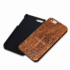 Retro Nature Embossed Wood Phone Cases For iPhone 5 5s SE 6 6s 7 8 Plus Funda Novel Carving Wooden Case PC Cover Hard Shell Capa