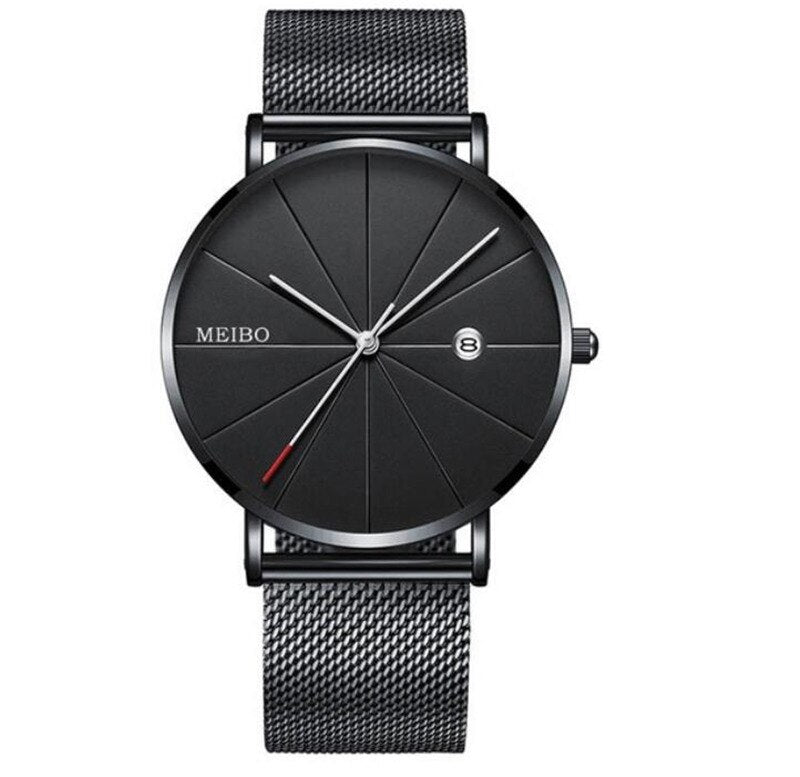 Ultra-thin Watches Classic Steel Quartz Date Wristwatch Casual Mesh Belt Masculino Relogios relojes para hombre reloj hombre