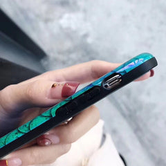 Blu-Ray Phone Case For iPhone XS XR XS Max X 8 7 6 6S Plus Laser Blue Fish Scale Soft TPU Retro Phone Back Cover Cases
