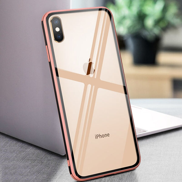 Transparent Glass Case For iPhone 8 Plus 7 6 6s XS Max XR X Colorful Case Ultra Thin Soft Edge Shockproof Cover Coque